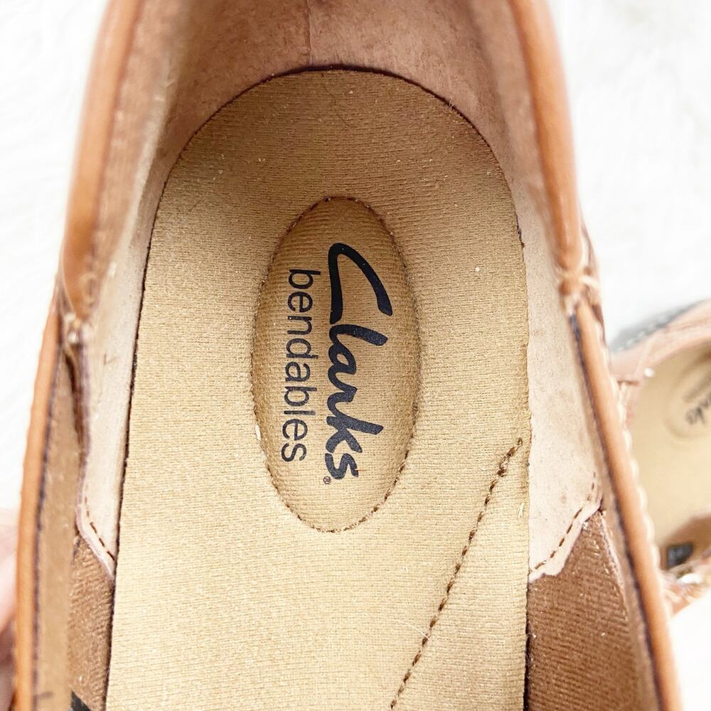 Clarks Bendables 9 M Womens Tan Leather Ashland Spin Q Mary Jane Comfort Shoes - Picture 9 of 13